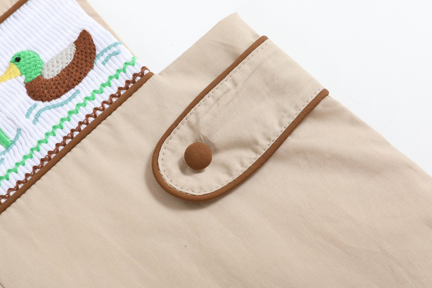 Lil Cactus - Light Brown Mallard Smocked Overalls
