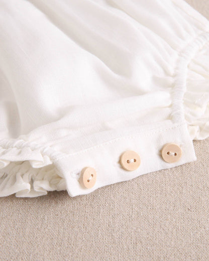 Dadati - White baby girl romper with blue side bows