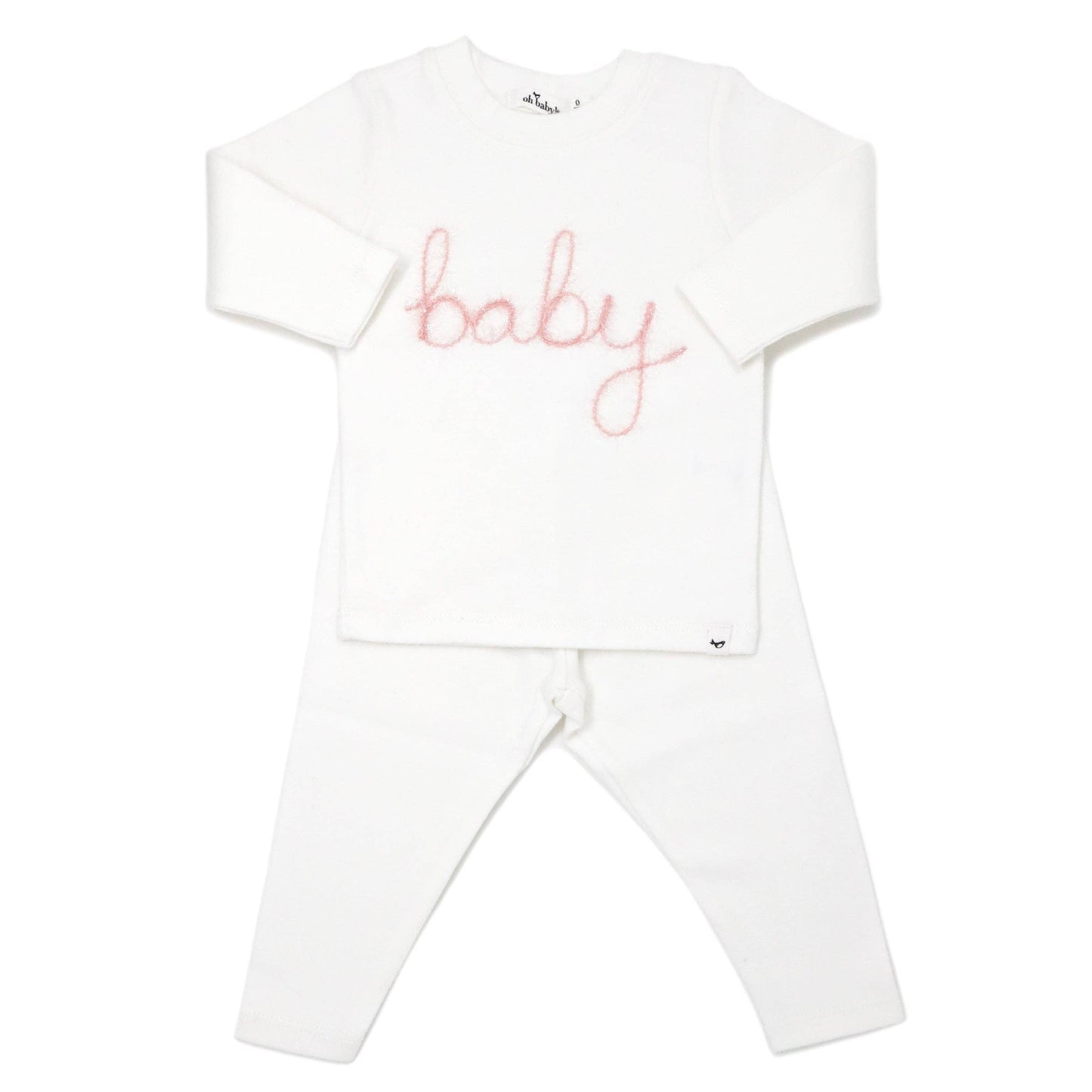 oh baby! - "baby" Pink Sparkle Embroidered 2PC Set