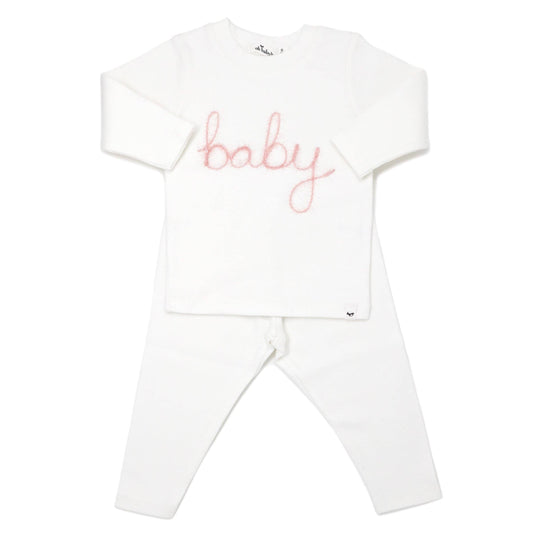 oh baby! - "baby" Pink Sparkle Embroidered 2PC Set