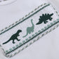 Lil Cactus - White Dinosaur Smocked Tee and Green Gingham Shorts Set
