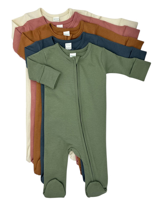 MONAG - Organic Long Sleeve Baby Romper with Footie and mittens