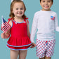 RuffleButts + RuggedButts - Girls Vintage Red Crochet Detail Peplum One Piece Swimsuit