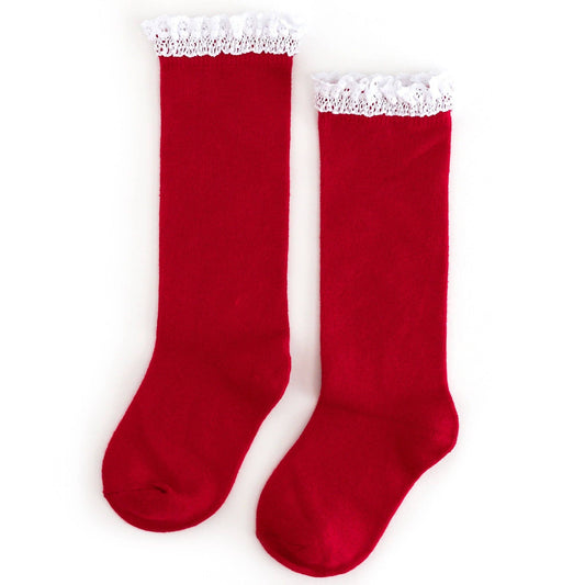 Little Stocking Co. - Santa Baby Lace Top Knee High Socks