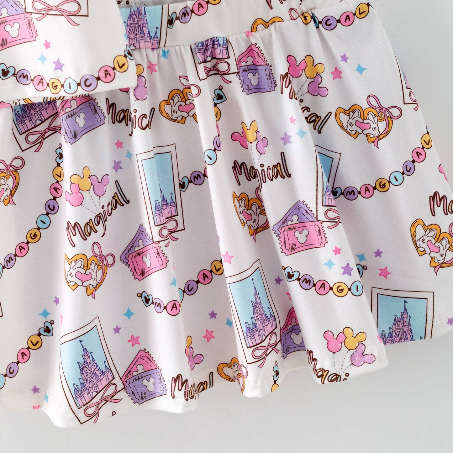 Auraquise - Girls Summer Cartoon Cute Magical Printed Party Outfits