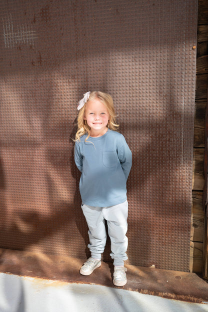 bug + bean kids - French Terry Sweatshirt + Jogger Matching Set | Dusty Blue