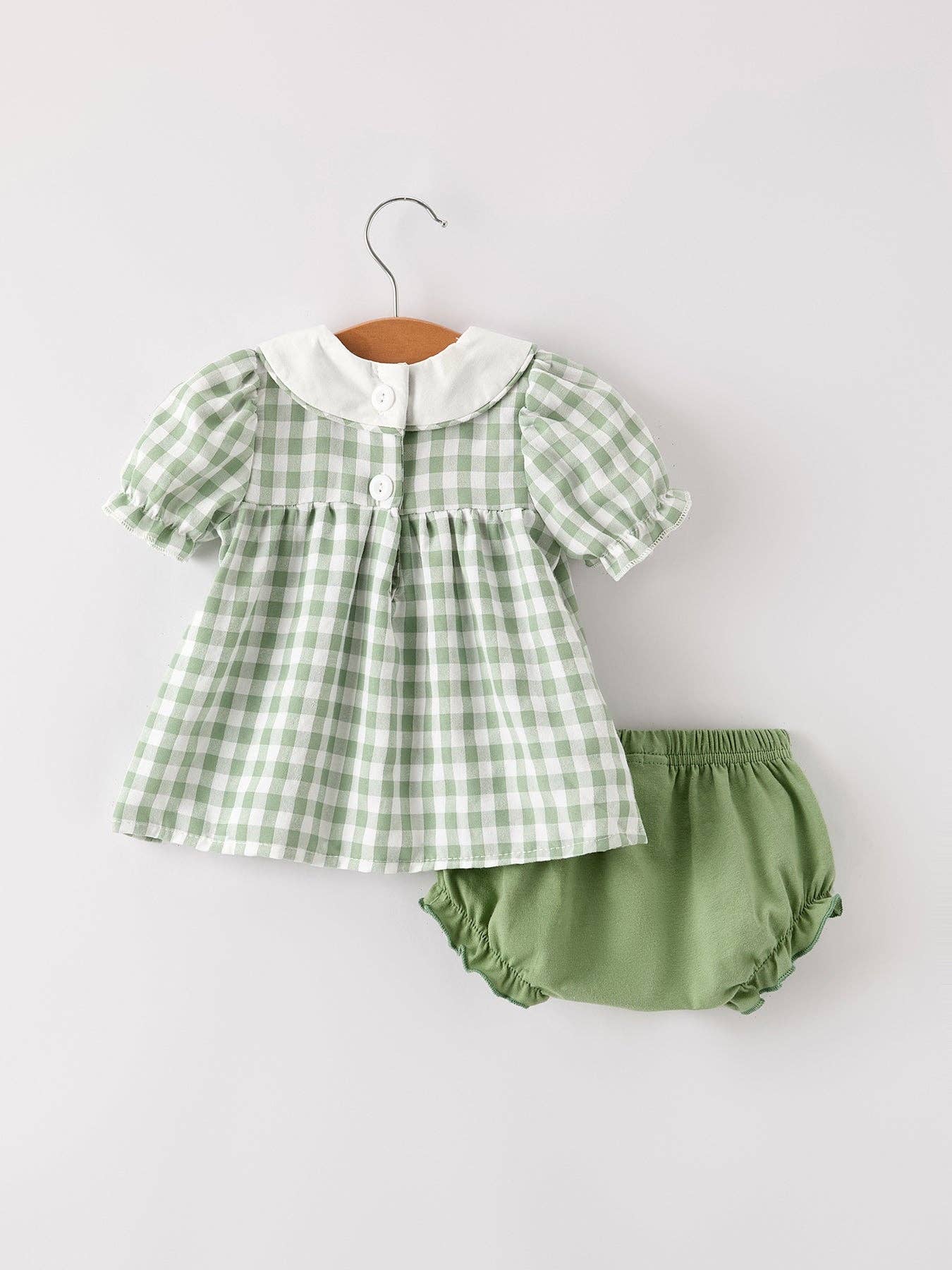 Rylee Faith Designs - Fall Halloween & Thanksgiving Applique Plaid Girls Bloomers Romper Set