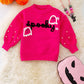 Kids Charm Online - Spooky knit girls sweater with pearl beads. (Available in 3 colors!)