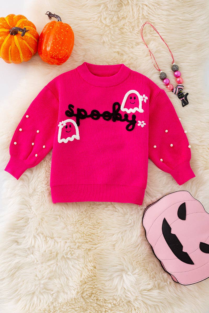 Kids Charm Online - Spooky knit girls sweater with pearl beads. (Available in 3 colors!)