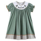 Lil Cactus - Sage Green Mallard Smocked Bishop Dress