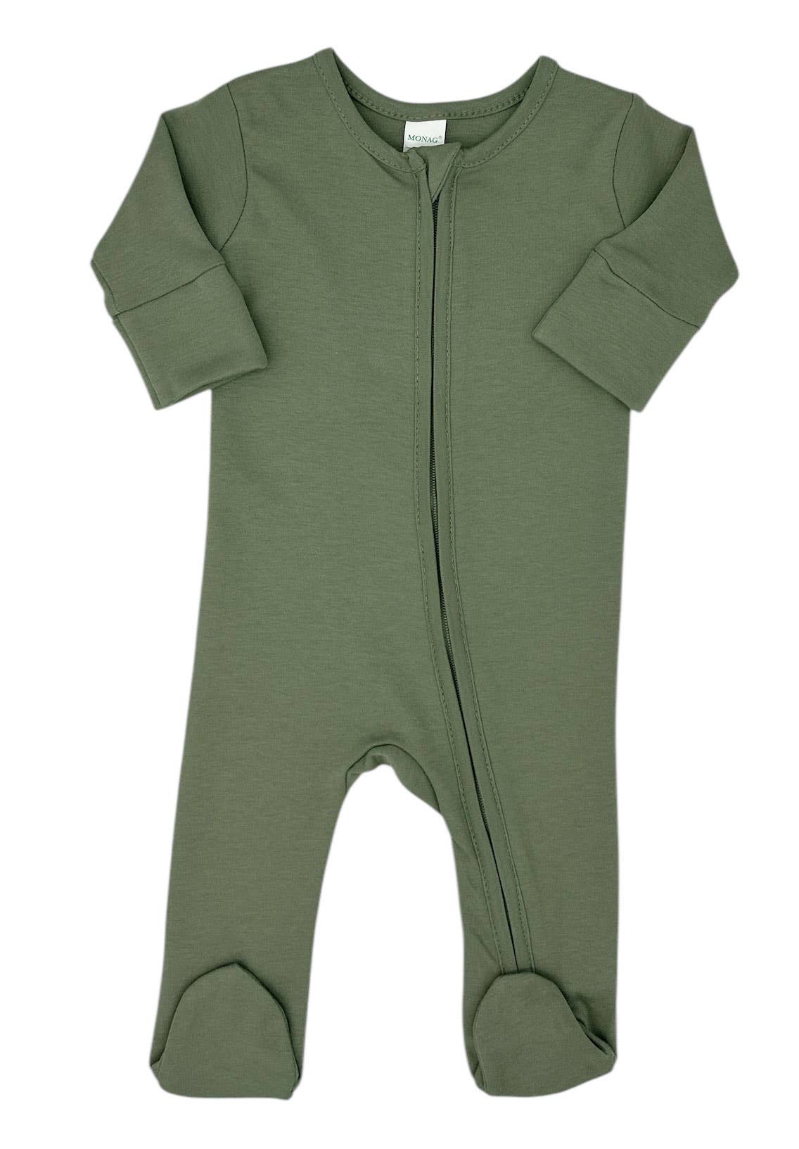 MONAG - Organic Long Sleeve Baby Romper with Footie and mittens