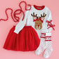 Little Stocking Co. - Red Bow Scalloped Knee Socks
