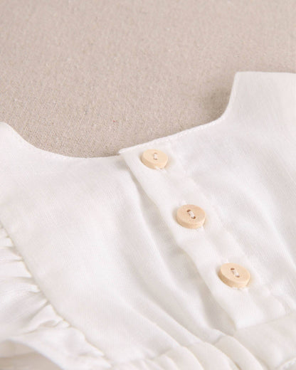Dadati - White baby girl romper with blue side bows
