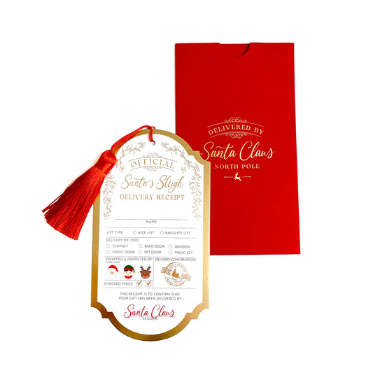 Black Bow Studio - Santa's Sleigh Delivery Receipt Christmas Gift Tag