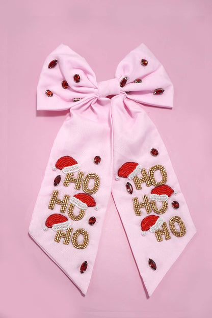 JOSSLYN by wall to wall - CHRISTMAS HO HO HO BOW SEED BEAD HAIR CLIPS | 91HC4530