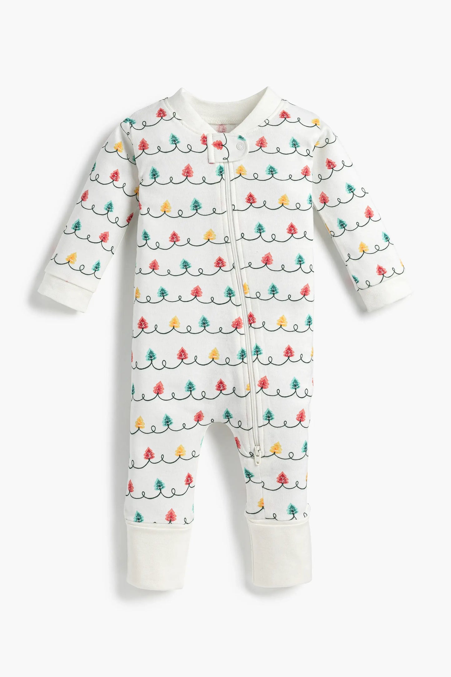 Monica + Andy - Holiday One-Piece Baby Pajamas_Holiday Tree Lights