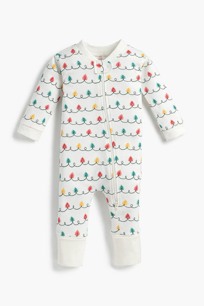 Monica + Andy - Holiday One-Piece Baby Pajamas_Holiday Tree Lights