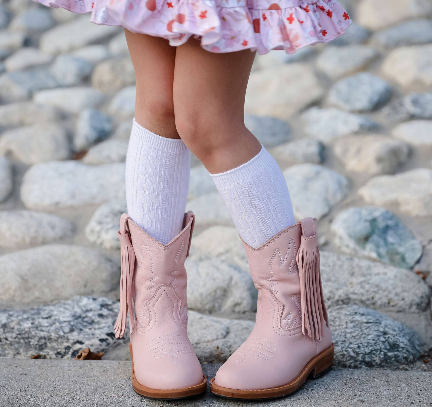 Little Stocking Co. - White Cable Knit Knee High Socks