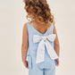 Dadati - Blue plumeti girl's romper with maxi bow