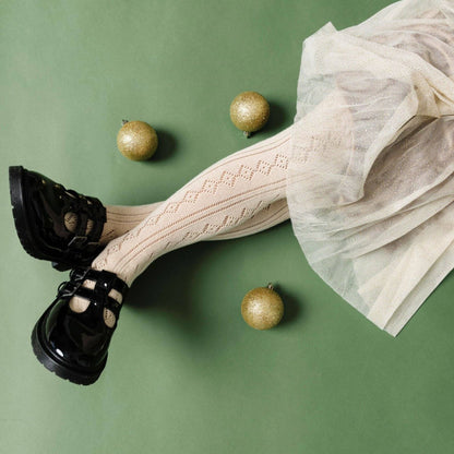 Little Stocking Co. - Fancy Knit Tights - Vanilla