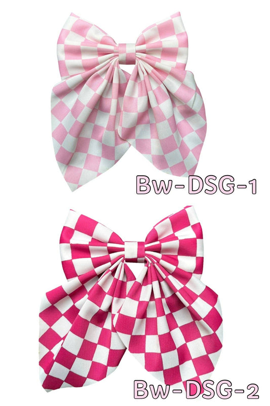 Checkered  alligator clip coquette hair bows. 4pcs/$10.00