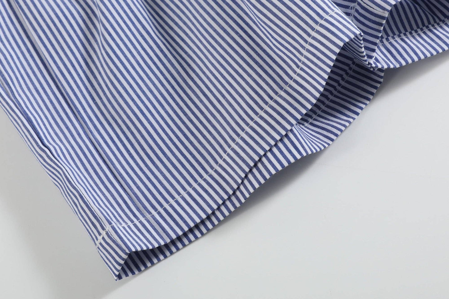 Lil Cactus - White Shark Smocked Tee and Navy Stripe Shorts Set