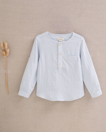 Dadati - Pastel blue checkered boy's shirt