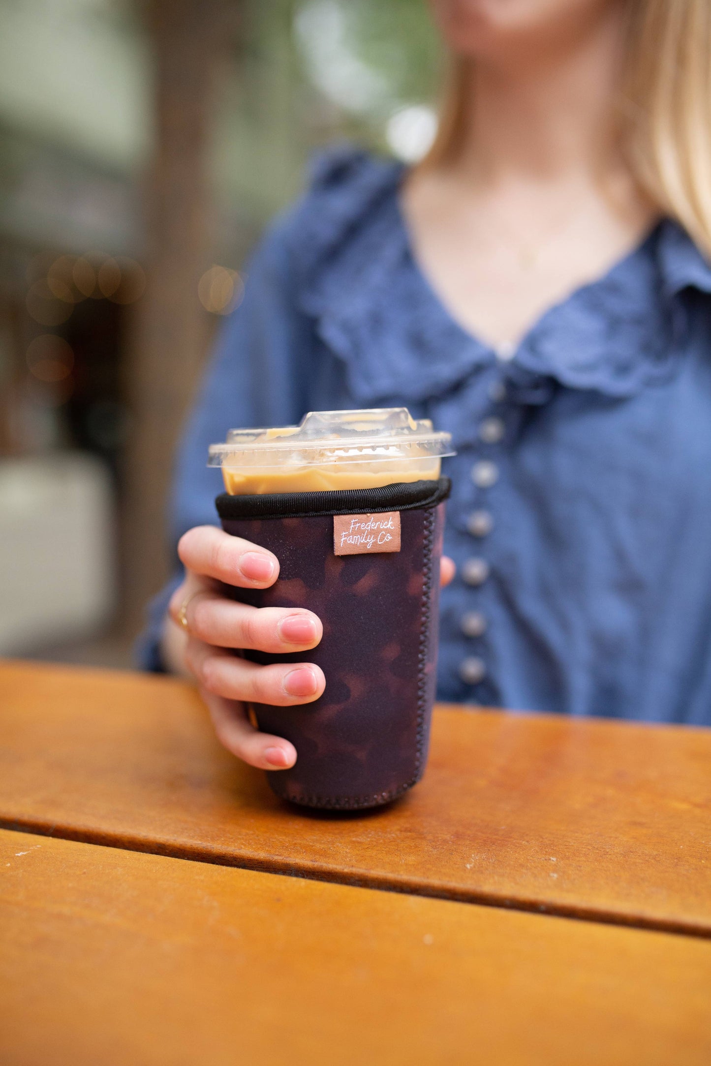 Frederick Family Co. - Iced Coffee Sleeve, Cute Reusable  Cup Holder Drink Sleeve, Coffee Lover Gift, Cold Drink Sleeve for Iced Coffee Cups