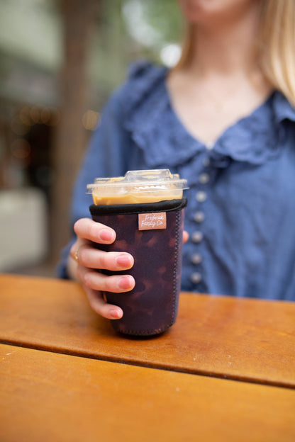 Frederick Family Co. - Iced Coffee Sleeve, Cute Reusable  Cup Holder Drink Sleeve, Coffee Lover Gift, Cold Drink Sleeve for Iced Coffee Cups