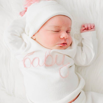 oh baby! - "baby" Pink Sparkle Embroidered 2PC Set