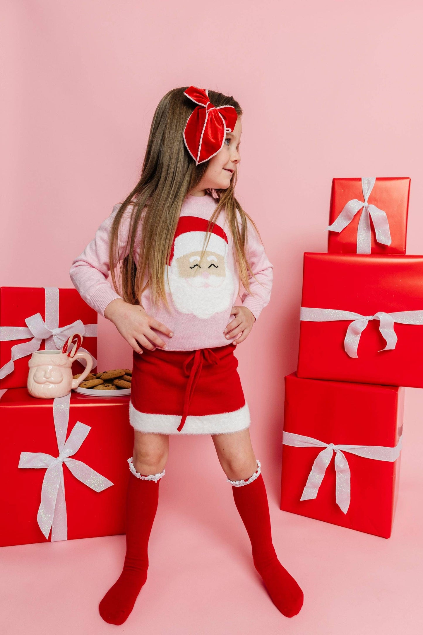 Little Stocking Co. - Santa Baby Lace Top Knee High Socks