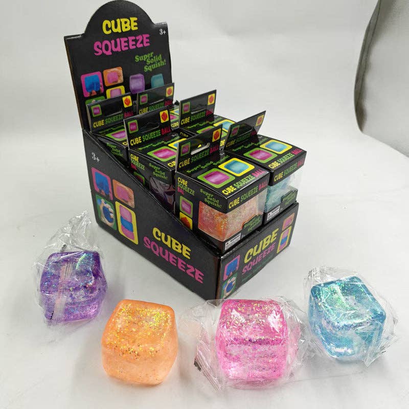 Liffy - Glitter Cube Squishy Soft Stress Relief Toy Sparkle Squeeze