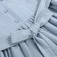 Lil Cactus - Light Blue Pinstripe Smocked Ruffle Dress