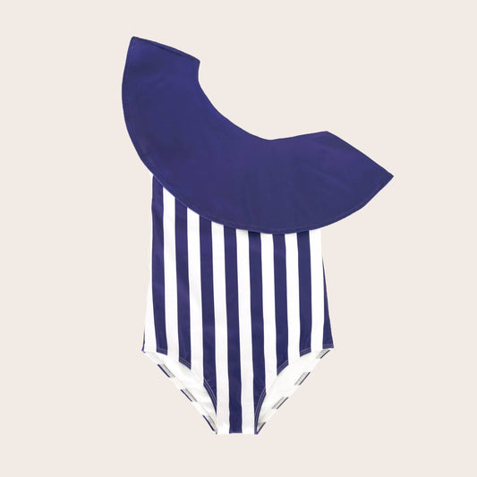 Saint Ida - Nautical Stripe One Shoulder Ruffle '26