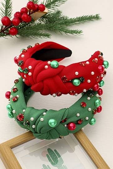 JOSSLYN by wall to wall - CHRISTMAS JINGLE BELL SEED BEAD HAIR BAND HEADBAND | 40HB156