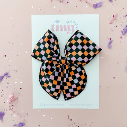 Tiny Wonders Bows - Halloween Checkered
