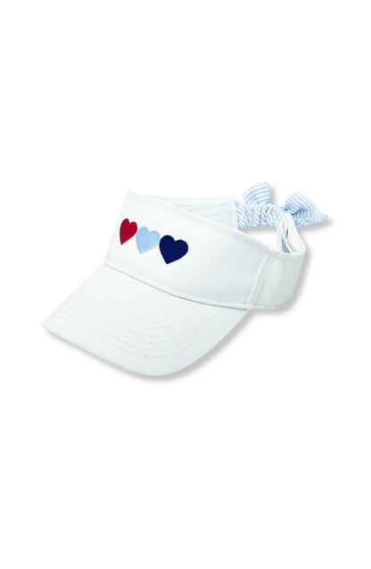Bits & Bows - Patriotic Hearts Bow Visor (Youth/Junior)