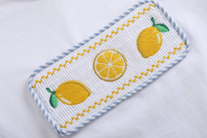 Lil Cactus - Yellow Gingham Lemon Smocked Shirt and Shorts Set