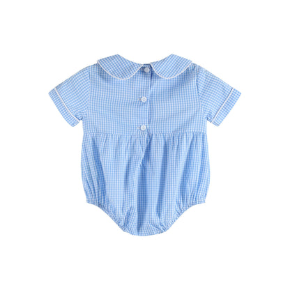 Light Blue Baby Brother Smocked Collared Romper