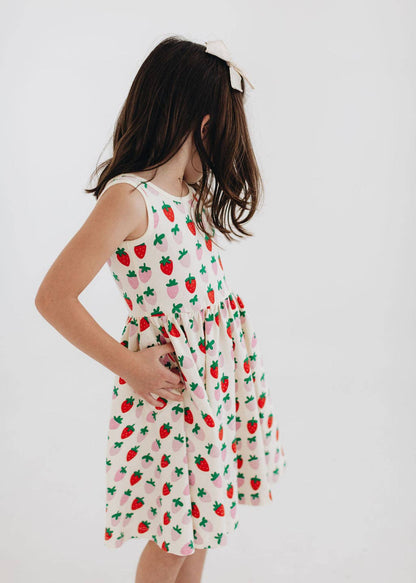 Good Apples Kids - Sleeveless Twirl Dress in Strawberry Blush Pre-Sale