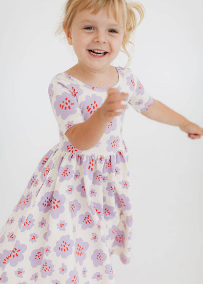 Good Apples Kids - Short Sleeve Twirl Dress in Lavender Blooms Pre-sale