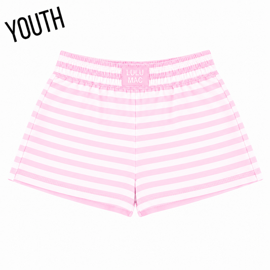 Girlie Girl Originals - KD-MC-STRIPE MONOCHROME PATCH YOUTH SHORT-LIGHT PINK