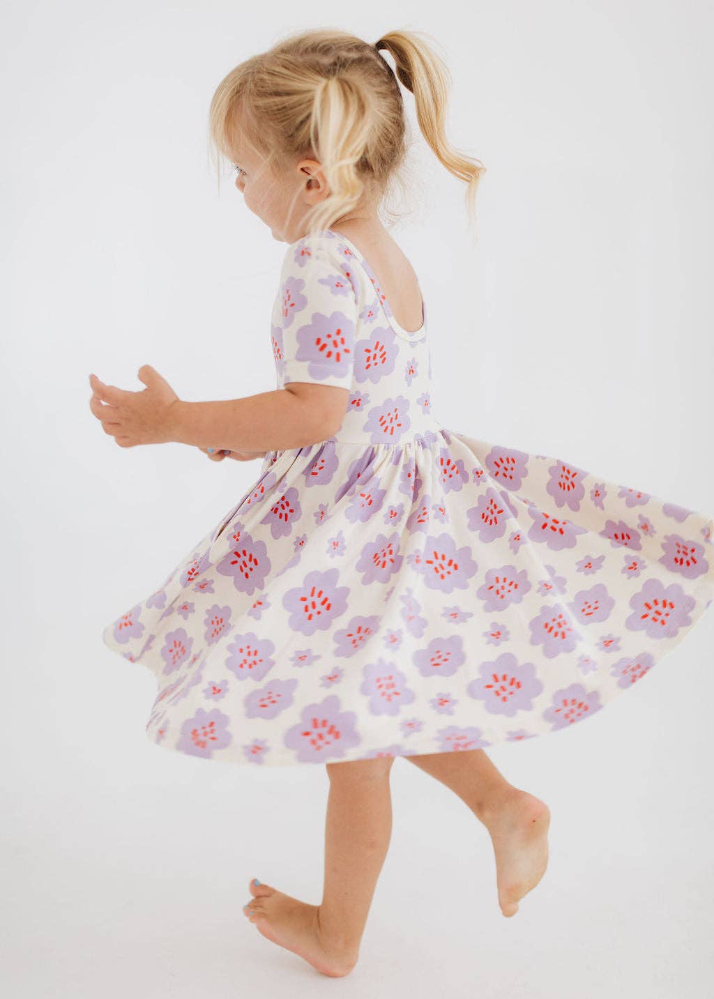 Good Apples Kids - Short Sleeve Twirl Dress in Lavender Blooms Pre-sale