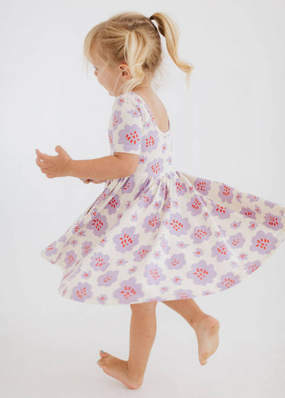 Good Apples Kids - Short Sleeve Twirl Dress in Lavender Blooms Pre-sale