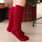 Little Stocking Co. - Scalloped Fancy Knee High Socks - Crimson