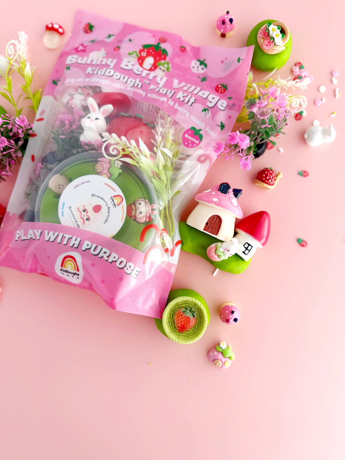Earth Grown KidDoughs (KidDoughs by EGKD) - Bunny Berry Village KidDough Play Kit
