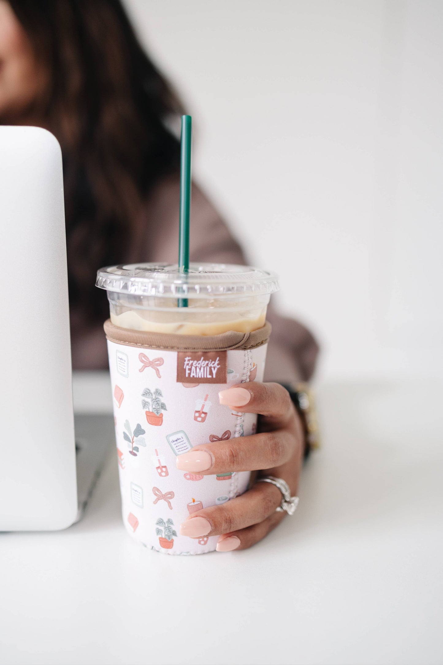 Frederick Family Co. - Iced Coffee Sleeve, Cute Reusable  Cup Holder Drink Sleeve, Coffee Lover Gift, Cold Drink Sleeve for Iced Coffee Cups