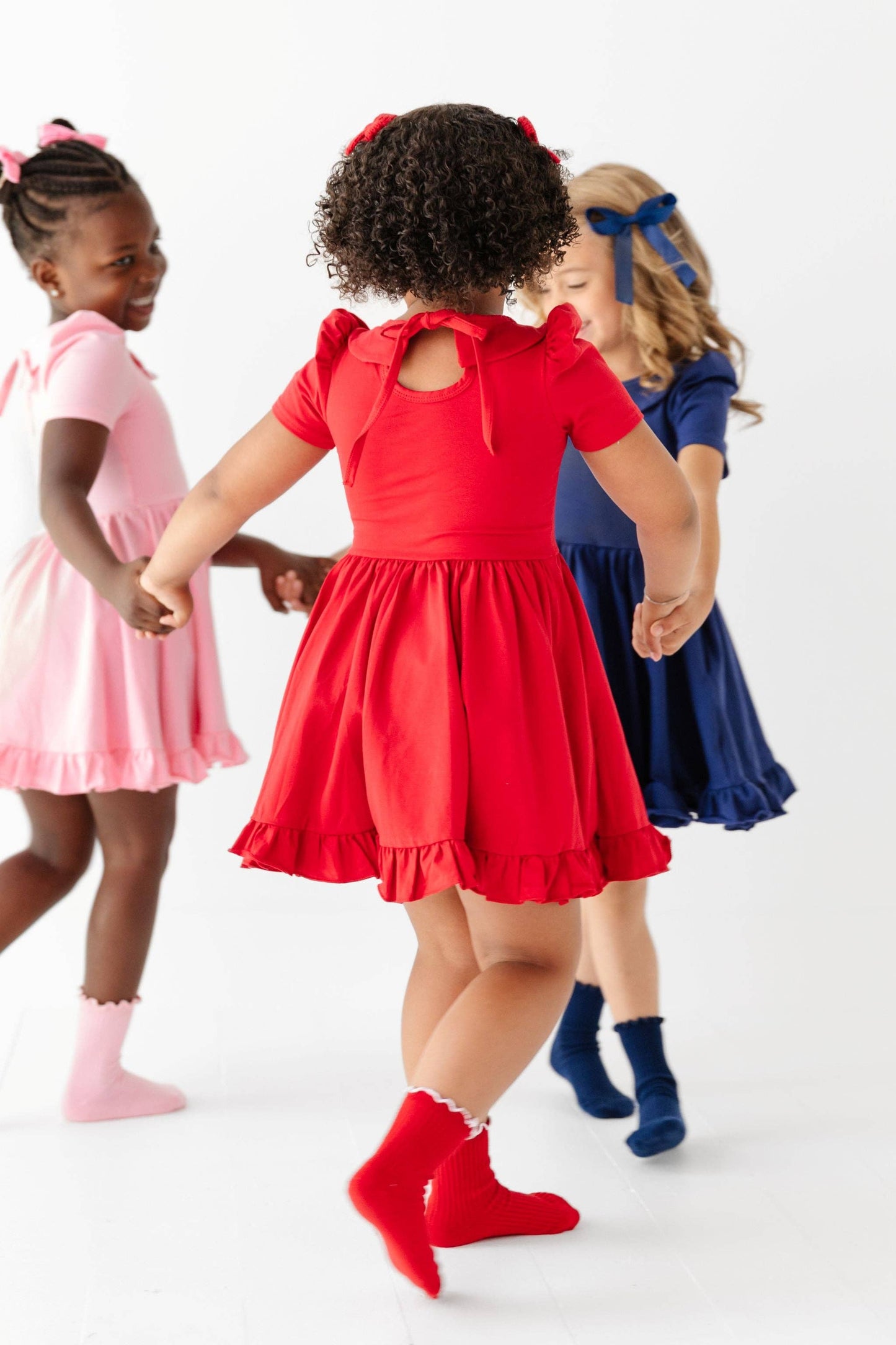 Little Stocking Co. - Ribbed Lettuce Trim Midi Socks - Red/White