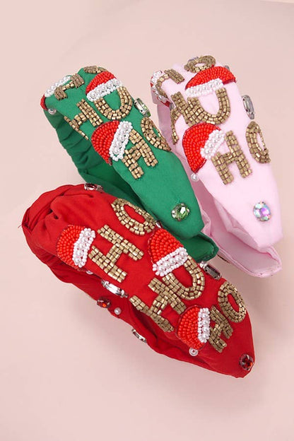 JOSSLYN by wall to wall - HO HO HO CHRISTMAS HOLIDAY SEED BEAD HEADBAND | 91H5240