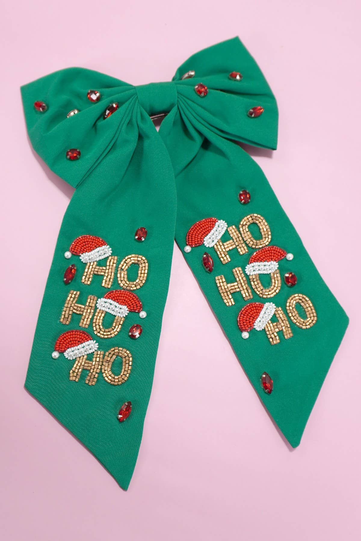 JOSSLYN by wall to wall - CHRISTMAS HO HO HO BOW SEED BEAD HAIR CLIPS | 91HC4530